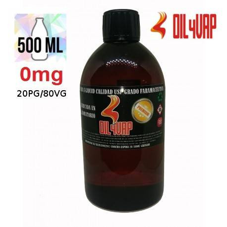 Base para Vapear OIL4VAP 500ml 20PG/80VG Sin Nicotina