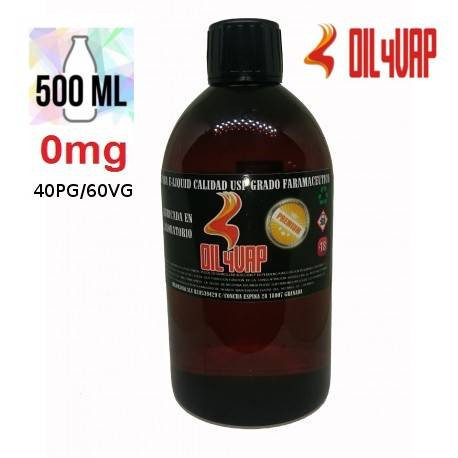 Base para Vapear OIL4VAP 500ml 40PG/60VG Sin Nicotina